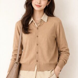 Classic Beige Button-Up Cardigan